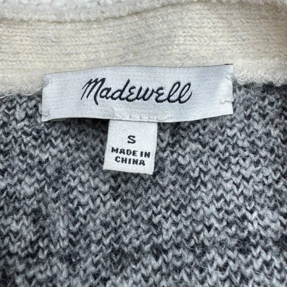 Madewell Ryder Cardigan Women's Merino Wool Blend Black Windowpane pattern, Sz S - Picture 6 of 8